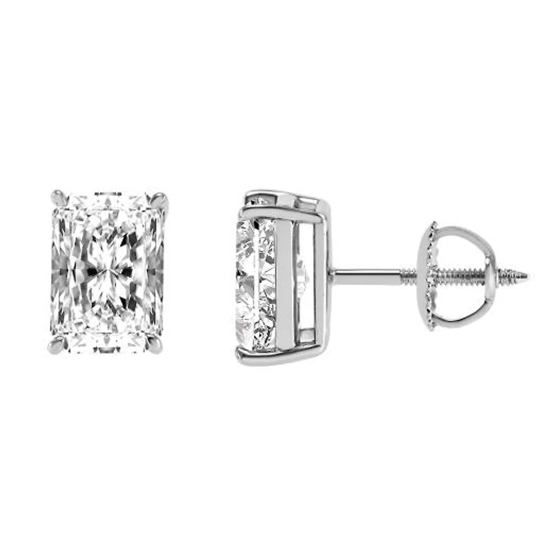 14K White Gold Lab Grown 3.28CTW Radiant Diamond Studs