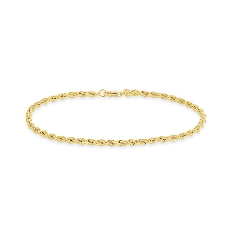 10K Yellow & White Gold 7.5" Diamond Cut Rope Chain Bracelet