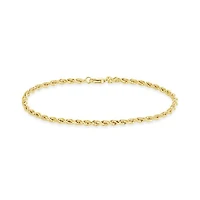 10K Yellow & White Gold 7.5" Diamond Cut Rope Chain Bracelet