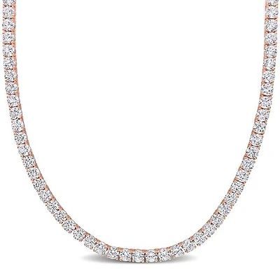 Julianna B Rose Plated Sterling Silver Created White Sapphire 17" Necklace