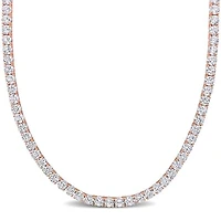 Julianna B Rose Plated Sterling Silver Created White Sapphire 17" Necklace