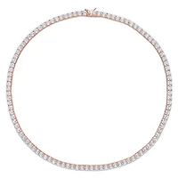Julianna B Rose Plated Sterling Silver Created White Sapphire 17" Necklace