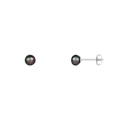 Sterling Silver 4-5mm Black Freshwater Pearl Stud Earrings