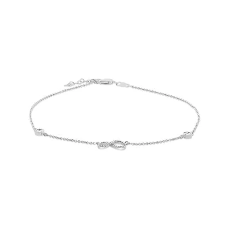 Sterling Silver Diamond Infinity Ankle Bracelet