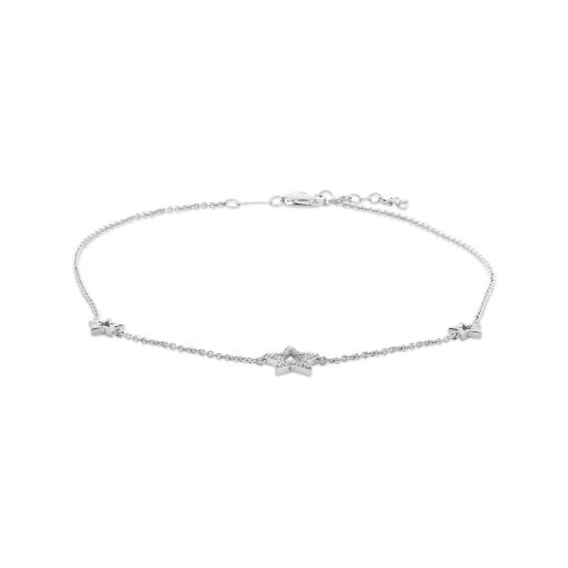 Sterling Silver Diamond Star Ankle Bracelet