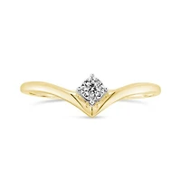 10K Yellow Gold Diamond Chevron Stackable Ring