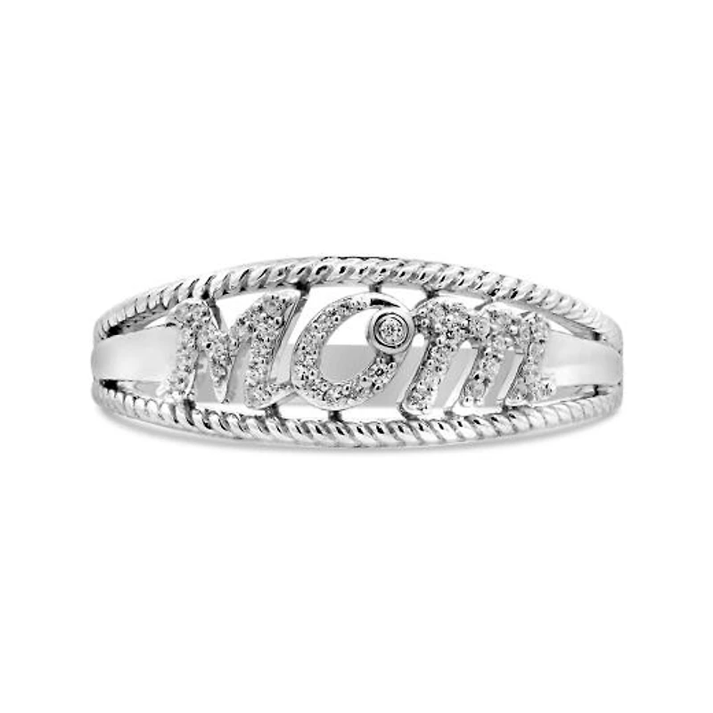 Sterling Silver Diamond Mom Ring