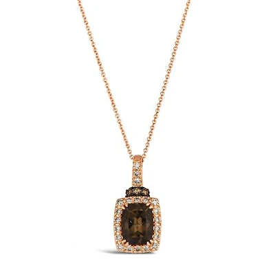 Le Vian 14K Strawberry Gold Chocolate Quartz Diamond Pendant