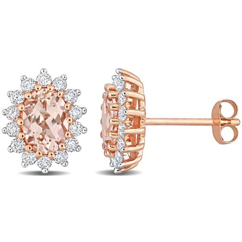 Julianna B 14K Rose Gold Morganite and Diamond Earrings