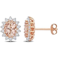 Julianna B 14K Rose Gold Morganite and Diamond Earrings