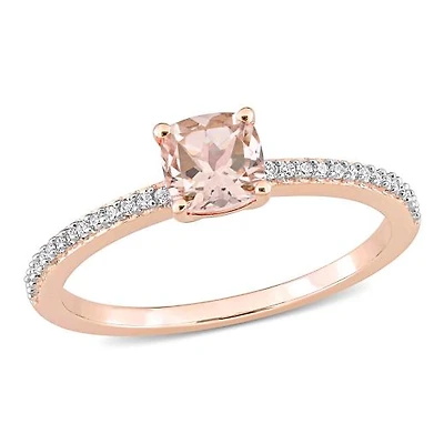 Julianna B 10K Rose Gold Morganite and Diamond Ring