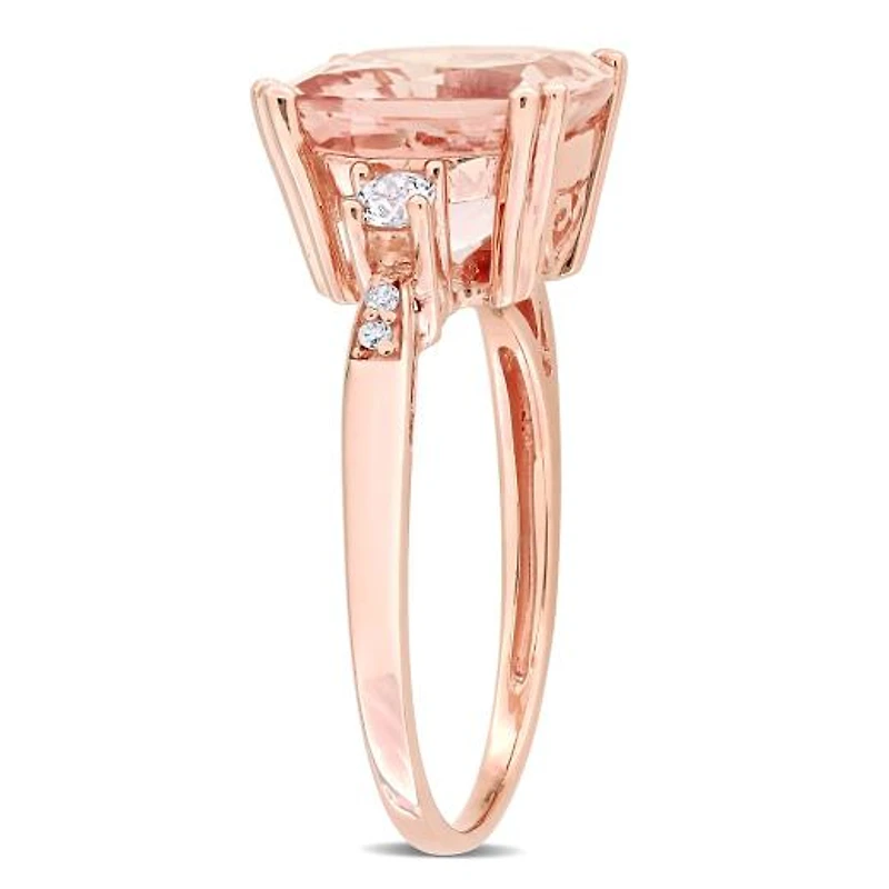 Julianna B 10K Rose Gold Morganite Created White Sapphire and Diamond Ring