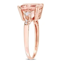 Julianna B 10K Rose Gold Morganite Created White Sapphire and Diamond Ring