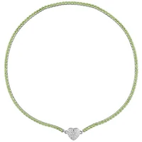 Julianna B Sterling Silver Peridot & Created White Sapphire Heart 17" Necklace