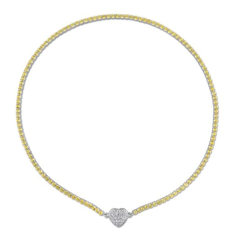 Julianna B Sterling Silver Citrine and Created White Sapphire Heart 17" Necklace