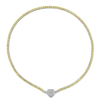 Julianna B Sterling Silver Citrine and Created White Sapphire Heart 17" Necklace