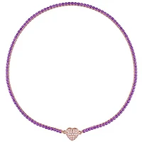 Julianna B Rose Plated Sterling Silver Amethyst and Created Sapphire Necklace