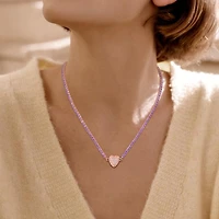 Julianna B Rose Plated Sterling Silver Amethyst and Created Sapphire Necklace