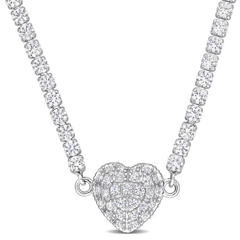 Julianna B Sterling Silver Amethyst and Created White Sapphire 17" Necklace