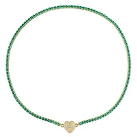 Julianna B Yellow Plated Sterling Silver Created Emerald-Sapphire 17" Necklace