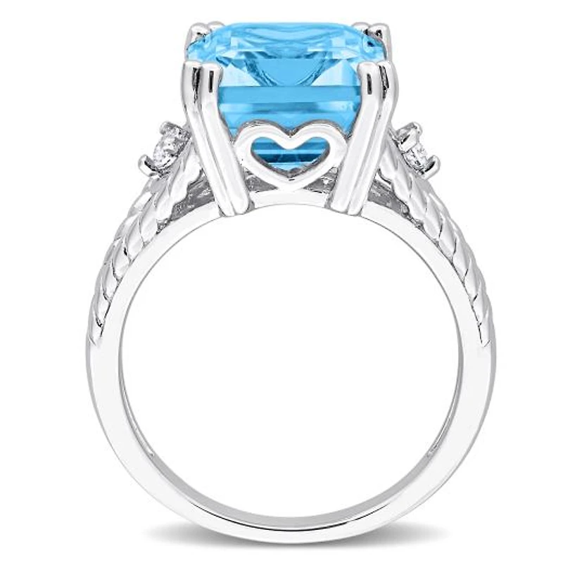 Julianna B Sterling Silver Blue and White Topaz Ring