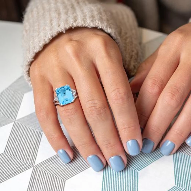 Julianna B Sterling Silver Blue and White Topaz Ring