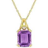 Julianna B Yellow Plated Sterling Silver Amethyst and White Topaz Pendant