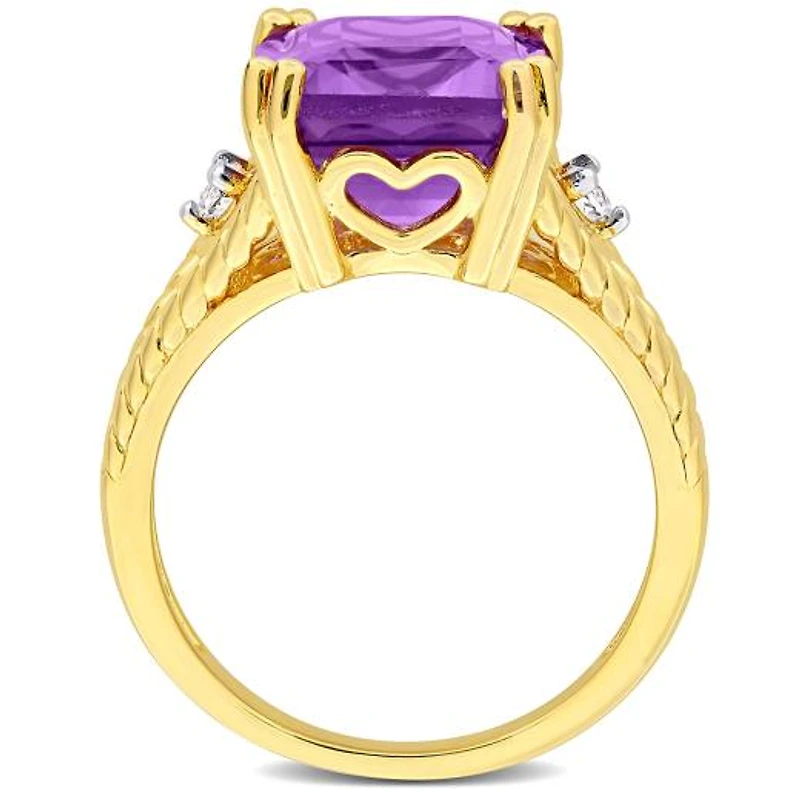 Julianna B Yellow Plated Sterling Silver Amethyst and White Topaz Ring