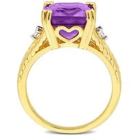 Julianna B Yellow Plated Sterling Silver Amethyst and White Topaz Ring