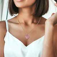 Julianna B Rose Plated Sterling Silver Created Pink Sapphire Heart Pendant