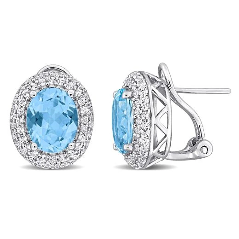 Julianna B Sterling Silver Sky Blue Topaz and White Topaz Earrings