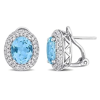 Julianna B Sterling Silver Sky Blue Topaz and White Topaz Earrings