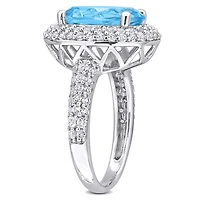 Julianna B Sterling Silver Sky Blue Topaz and White Ring