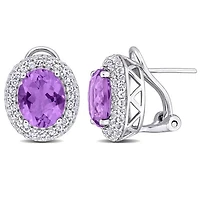 Julianna B Sterling Silver Amethyst and White Topaz Earrings