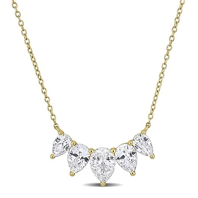 Julianna B Yellow Plated Sterling Silver Created White Sapphire Necklace