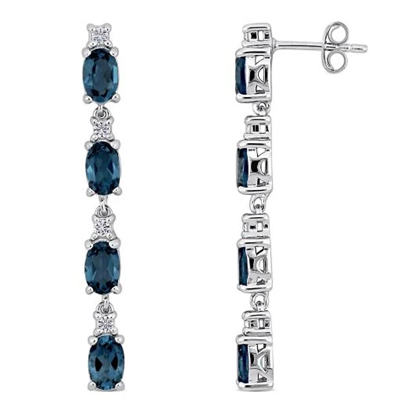 Julianna B Sterling Silver London Blue Topaz and White Topaz Earrings