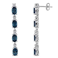 Julianna B Sterling Silver London Blue Topaz and White Topaz Earrings