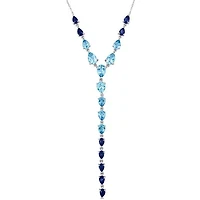 Julianna B Sterling Silver London, Sky and Swiss Blue Topaz White Topaz Necklace