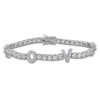 Julianna B Sterling Silver Created White Sapphire Love Bracelet 7.5