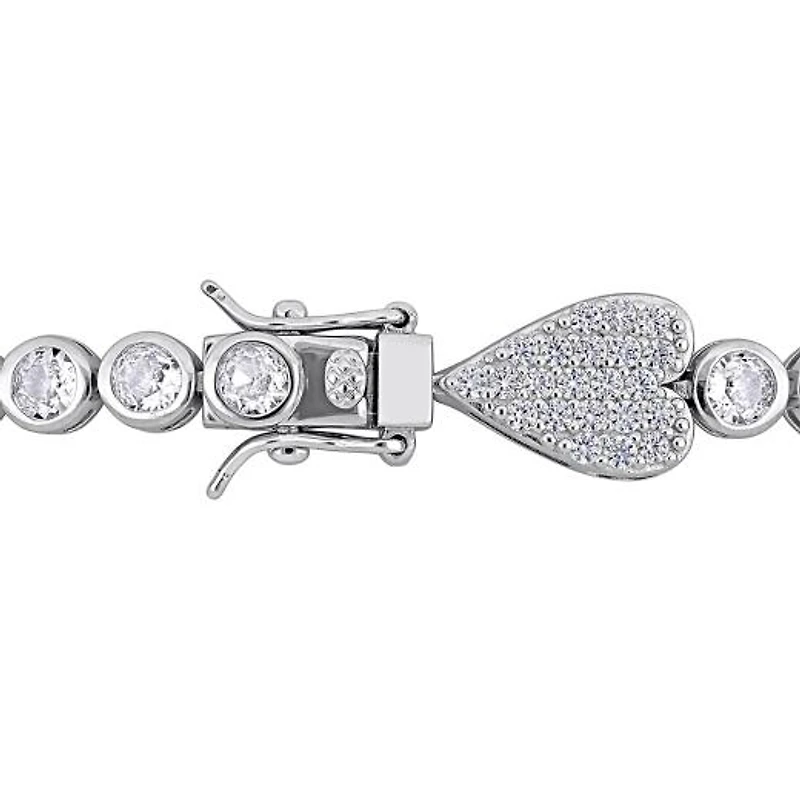 Julianna B Sterling Silver Created White Sapphire Heart Bracelet 8
