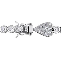 Julianna B Sterling Silver Created White Sapphire Heart Bracelet 8