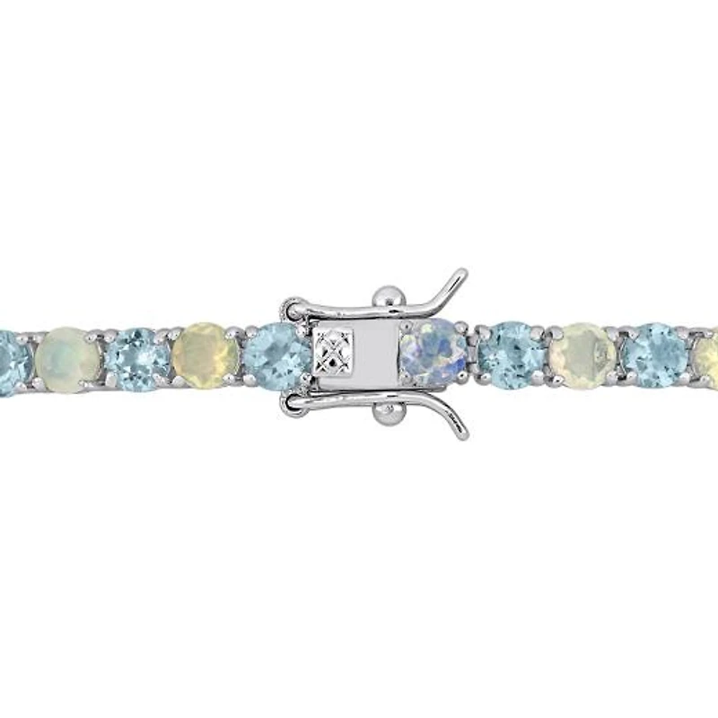 Julianna B Sterling Silver Sky Blue Topaz and Opal Bracelet 7.5