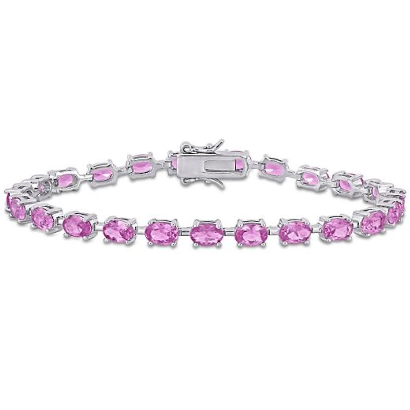 Julianna B Sterling Silver Created Pink Sapphire Bracelet 7.25