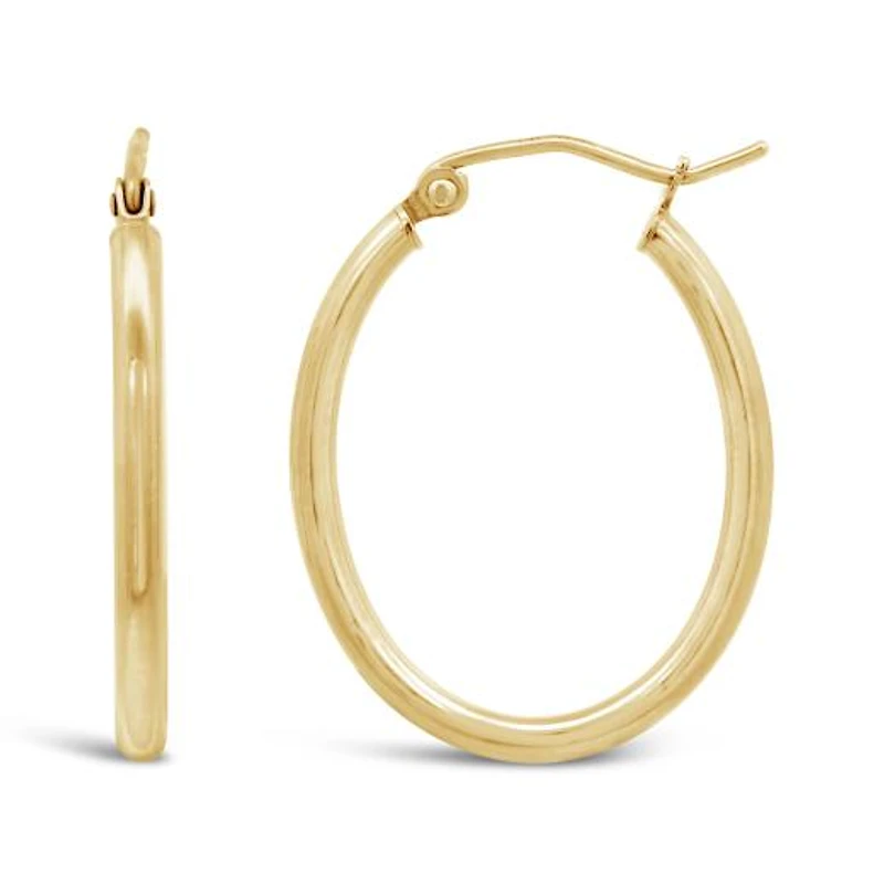 14K Yellow Gold 27mmx20mm Oval Hoop Earrings