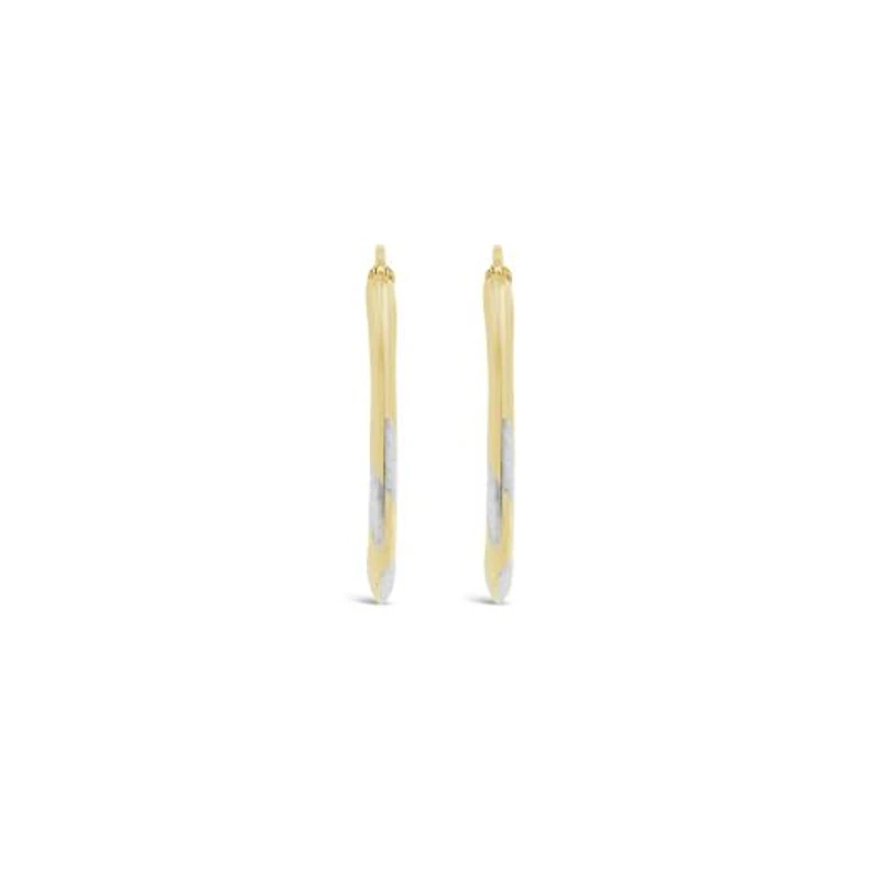 14K Yellow & White Gold 25x17mm Oval Hoop Earrings