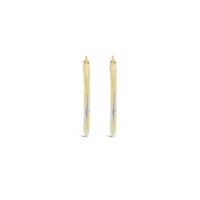 14K Yellow & White Gold 25x17mm Oval Hoop Earrings