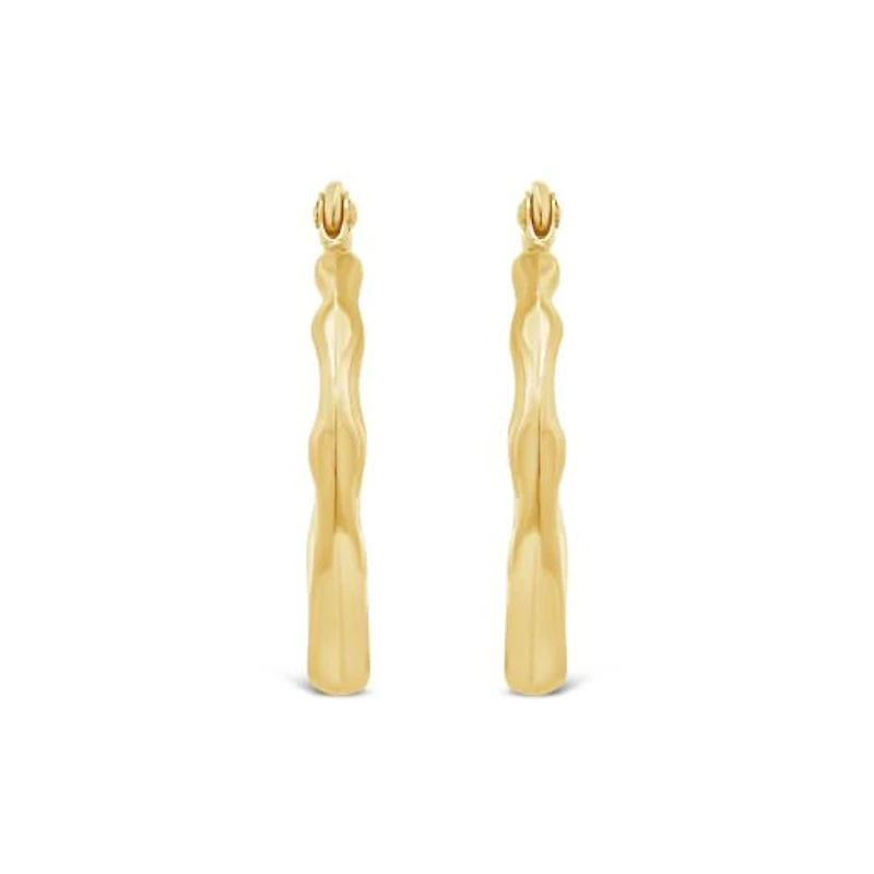 14K Tri Gold 18mm Heart Hoop Earrings