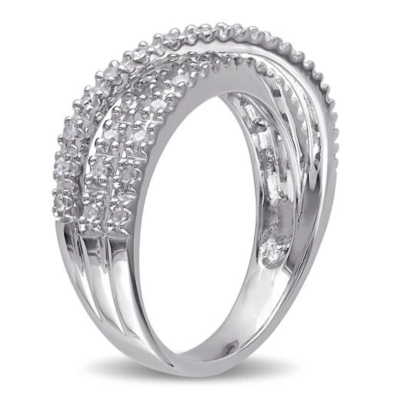Julianna B Sterling Silver 0.25CTW Diamond Crossover Band