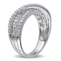 Julianna B Sterling Silver 0.25CTW Diamond Crossover Band