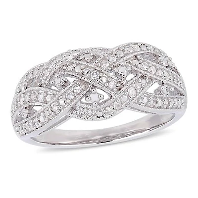 Julianna B Sterling Silver 0.24CTW Diamond Twist Band